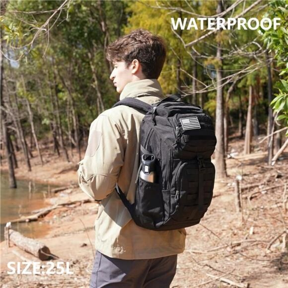 Tactical Backpack Molle Military Waterproof Hiking Camping Gear Black - Picture 3 of 7